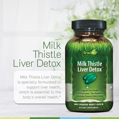 Irwin Naturals Milk Thistle Liver Detox – 60 Liquid Soft-Gels (Pack of 2) for Liver Health