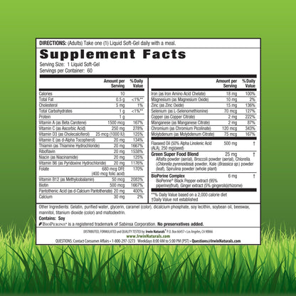 Irwin Naturals Only One Liquid-Gel Multi with Iron - Pack of 2, 120 Servings