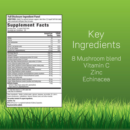 Irwin Naturals Pure Defense Mushroom-8 Immune Support - 60 Liquid Soft-Gels