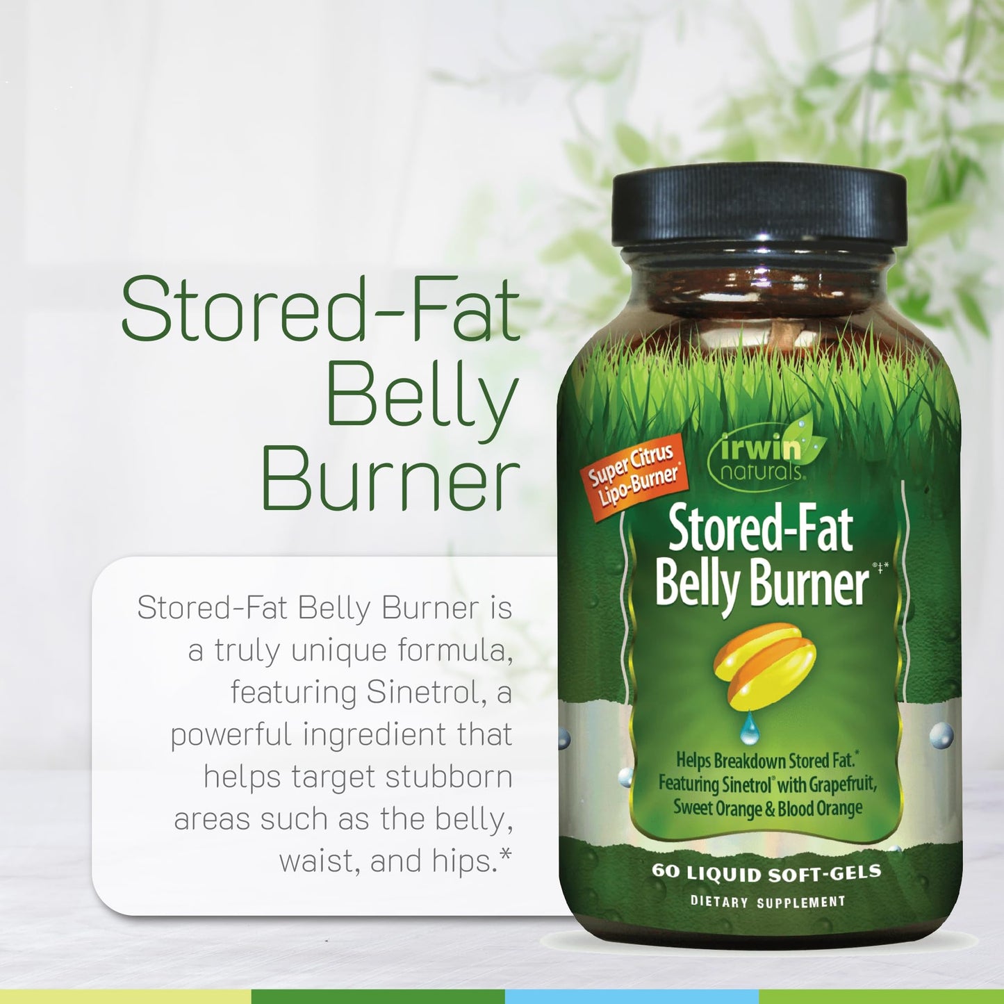 Irwin Naturals Stored-Fat Belly Burner – 60 Liquid Soft-Gels, Pack of 2