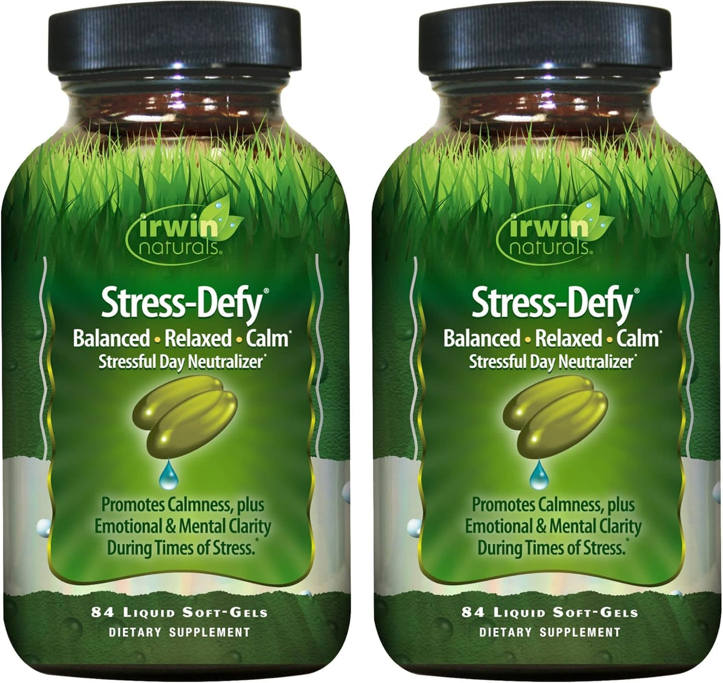 Irwin Naturals Stress-Defy 84 Liquid Soft-Gels (Pack of 2) – Calm & Relaxation