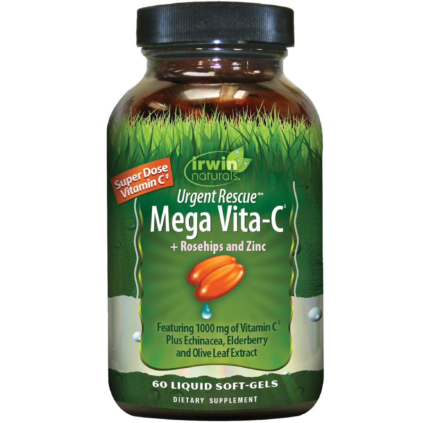 Irwin Naturals Urgent Rescue Mega Vita-C – 60 Liquid Softgels, 1,000 mg Vitamin C for Immune Support