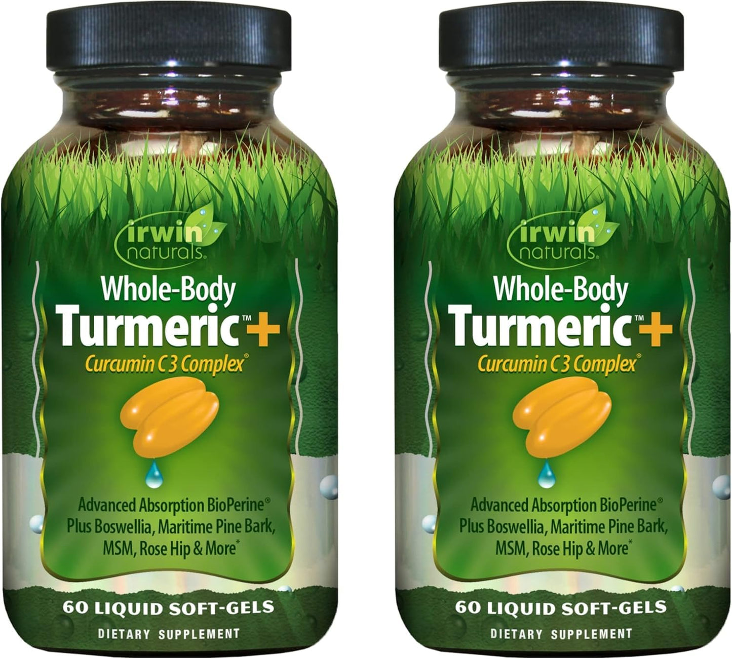 Irwin Naturals Whole Body Turmeric + Curcumin C3 Complex – 60 Liquid Soft-Gels (Pack of 2)