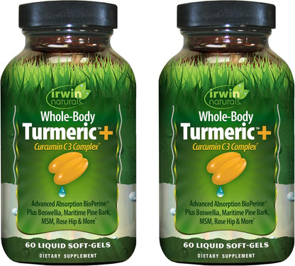 Irwin Naturals Whole Body Turmeric + Curcumin C3 Complex – 60 Liquid Soft-Gels (Pack of 2)