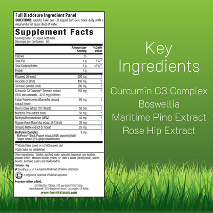 Irwin Naturals Whole Body Turmeric + Curcumin C3 Complex – 60 Liquid Soft-Gels (Pack of 2)