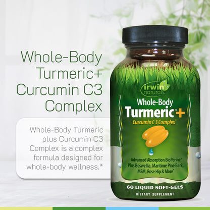 Irwin Naturals Whole Body Turmeric + Curcumin C3 Complex – 60 Liquid Soft-Gels (Pack of 2)