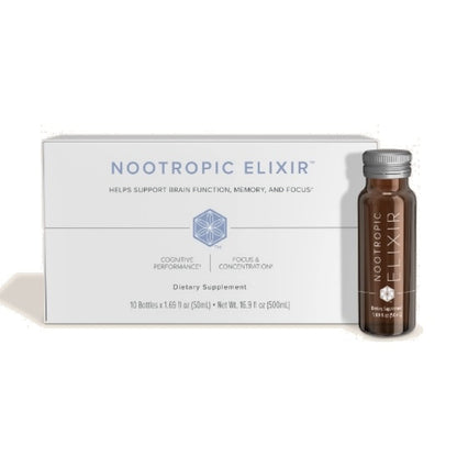 Isagenix Nootropic Elixir – Brain Health & Focus Supplement | Green Tea Extract | 1.69 oz Bottles (10 Count)
