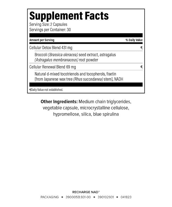 Isagenix Recharge NAD - Cellular Detox, Healthy Aging & Energy Support (60 Ct)