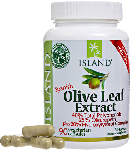 Island Nutrition Olive Leaf Extract Capsules – 25% Oleuropein, 40% Polyphenols, 20% Hydroxytyrosol Complex – 90 Capsules, Spain-Grown