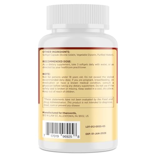 Itharoventis Cholesterol Supplements with Plant Sterols, Niacin, Red Yeast Rice, Bergamot, Omega-3 & Garlic – Advanced Absorption Formula – 180 Softgels