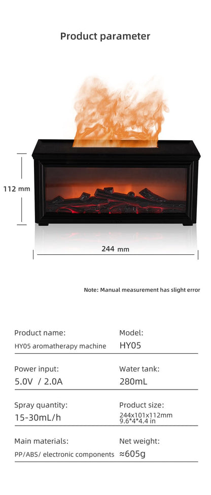 ITHUGE Fireplace Flame Aromatherapy Diffuser - 7 Colors, 280ml, HY-05W