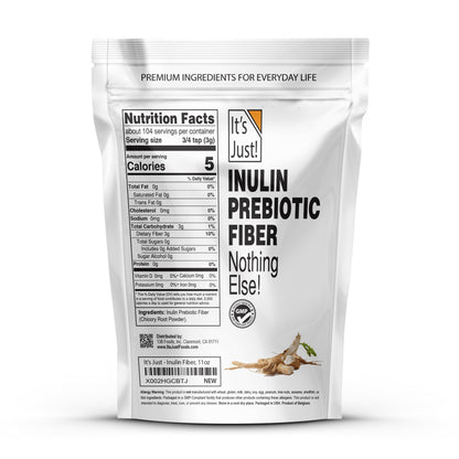 It's Just! Inulin Prebiotic Fiber – Gut Health, Water-Soluble Chicory Root (Vegan/Keto)