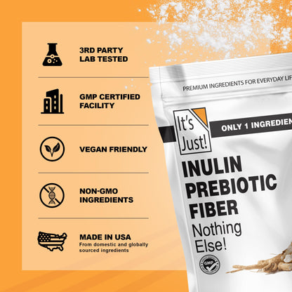 It's Just! Inulin Prebiotic Fiber – Gut Health, Water-Soluble Chicory Root (Vegan/Keto)