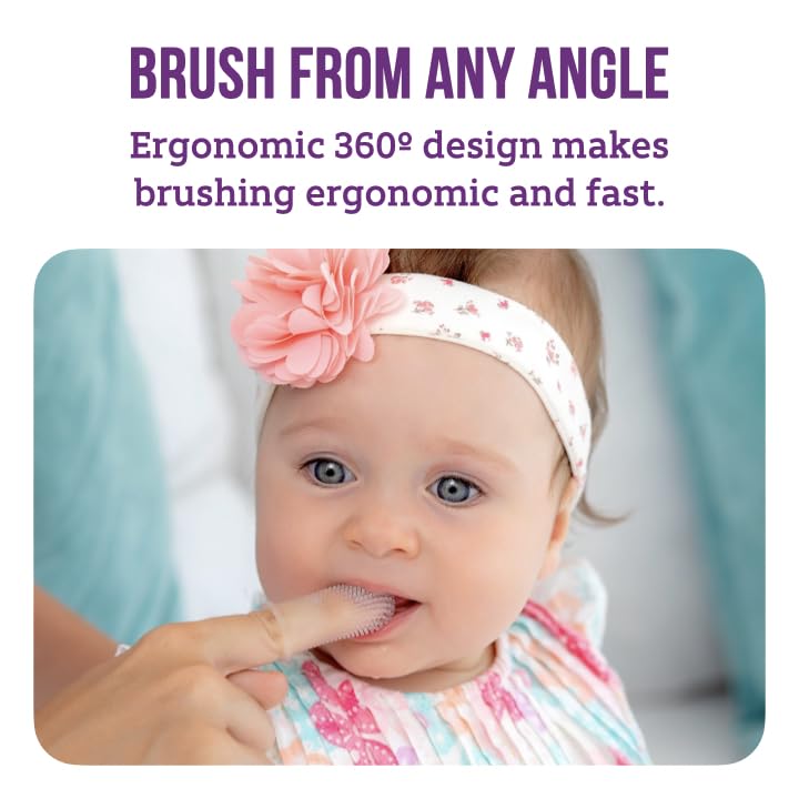 Itsy Bitsy Baby Toothbrush Set (2) – 360° Silicone Toothbrush for 6–12m & 1–2y (Pink)