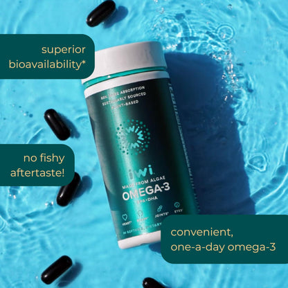 Iwi Omega-3 Softgels – 90 Vegan Algae EPA/DHA for Whole-Body Support