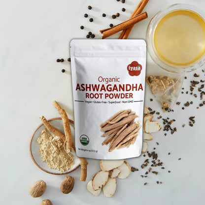 Iyasa Holistics Organic Ashwagandha Powder | Withania Somnifera, Raw Superfood & Workout Supplement