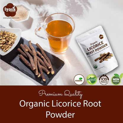 Iyasa Holistics Organic Licorice Root Powder – Mulethi (Glycyrrhiza glabra) 4 oz