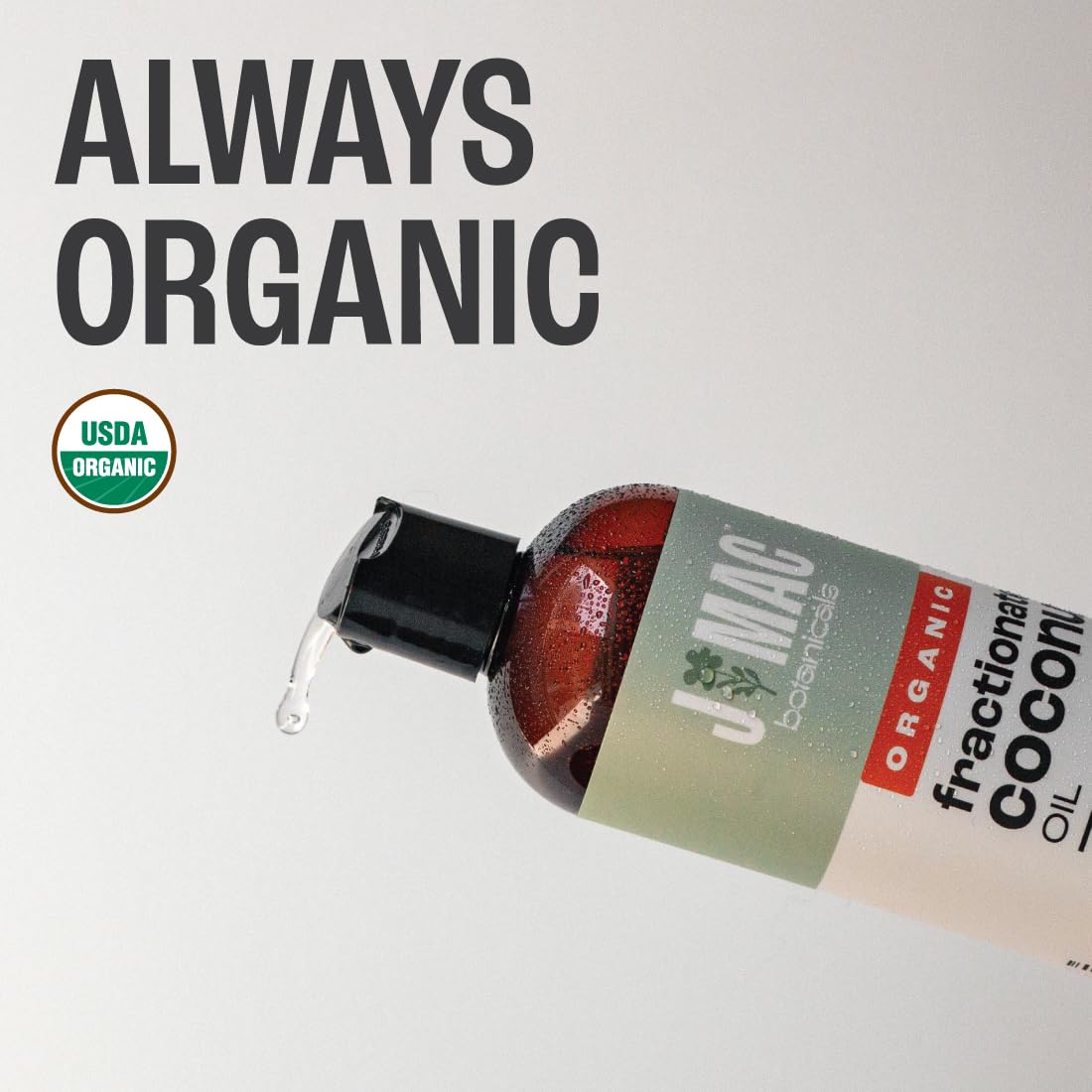 J MAC BOTANICALS Organic Fractionated Coconut Oil (16 oz) – Carrier Oil for Hair, Skin & Massage