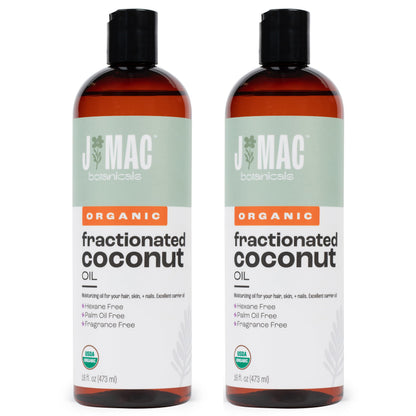 J Mac Botanicals Organic Fractionated Coconut Oil – 32 oz (2x16 oz) Carrier Oil