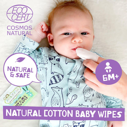 Jack N' Jill Baby Gum & Tooth Wipes - White, 25 Pack | Natural Xylitol Dental Wipes