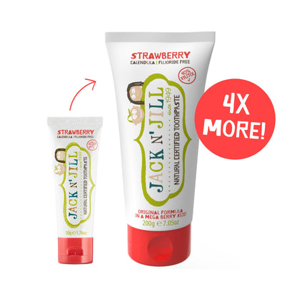Jack N' Jill Mega Toothpaste 7.05 oz – Fluoride Free, 40% Xylitol, Strawberry