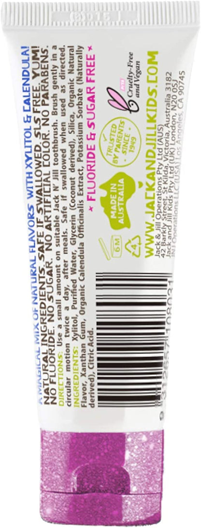 Jack N' Jill Natural Toddler Toothpaste - Fluoride Free Training Toothpaste for Toddlers 1-3, 40% Xylitol, BPA Free - Berries N' Cream, 1.76 oz (Pack of 2)
