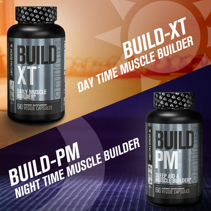 Jacked Factory Build PM Night Time Muscle Builder & Sleep Aid – Tart Cherry, Ashwagandha, Melatonin – 60 Veggie Pills