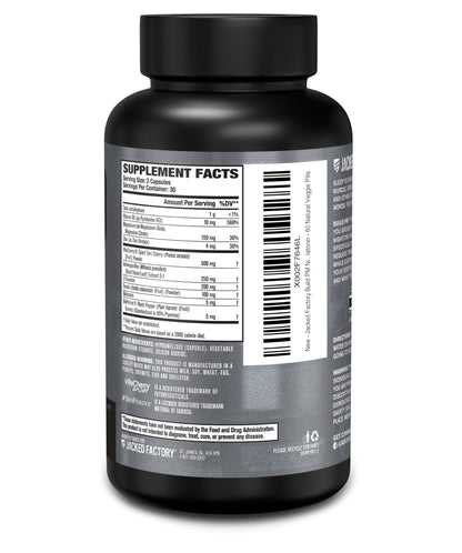 Jacked Factory Build PM Night Time Muscle Builder & Sleep Aid – Tart Cherry, Ashwagandha, Melatonin – 60 Veggie Pills