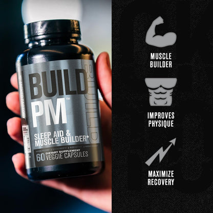 Jacked Factory Build PM Night Time Muscle Builder & Sleep Aid – Tart Cherry, Ashwagandha, Melatonin – 60 Veggie Pills