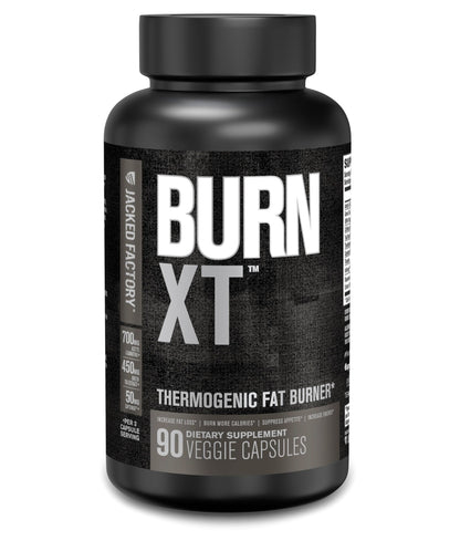Jacked Factory Burn XT Black Thermogenic Fat Burner – TeaCrine, Infinergy, Green Tea Extract | 90 Veg Diet Pills
