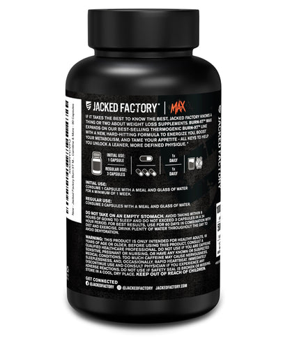 Jacked Factory Burn-XT Max: High-Performance Thermogenic Fat Burner with PurCaf Caffeine, MitoBurn & Green Tea | 90 Capsules