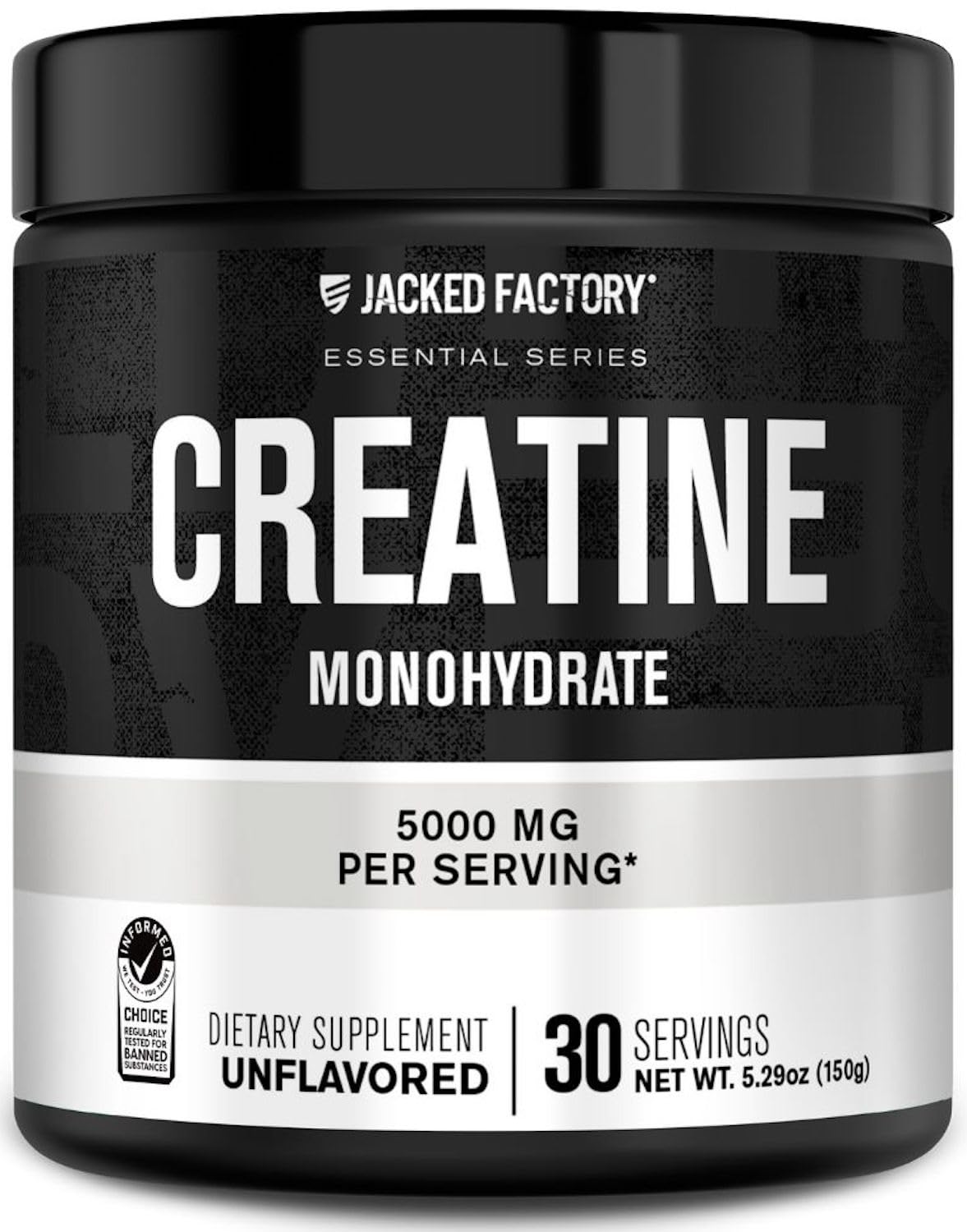 Jacked Factory Creatine Monohydrate Powder 150g – 5g Daily Creatine for Men & Women | Vegan & Third-Party Tested