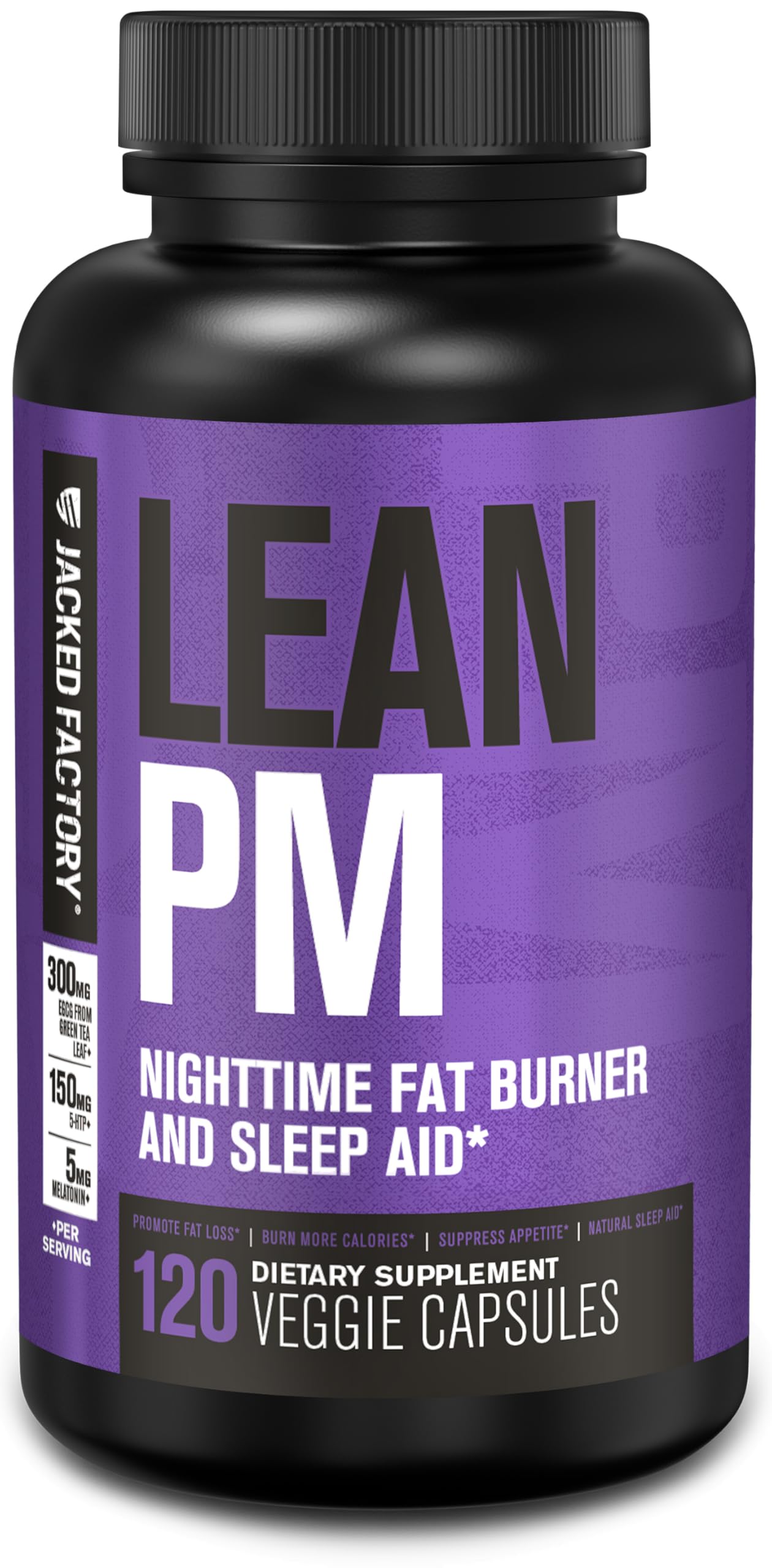 Jacked Factory Lean PM: Nighttime Fat Burner & Sleep Aid (120 Veggie Pills)