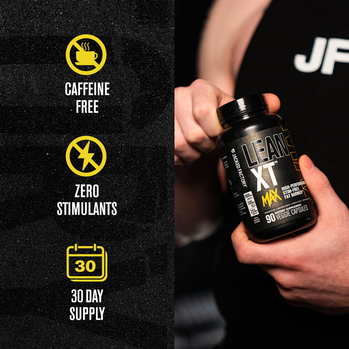 Jacked Factory Lean-XT Max – Stim-Free Fat Burner with Carnipure, InnoSlim & ForsLean | 90 Count