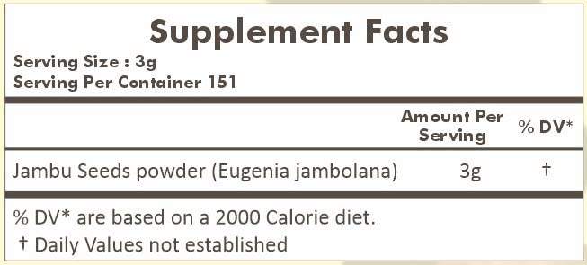 HERBAL HILLS Jambu/Jamun Powder Eugenia Jambolana | 16oz (454 GMS) | Herbal Supplements