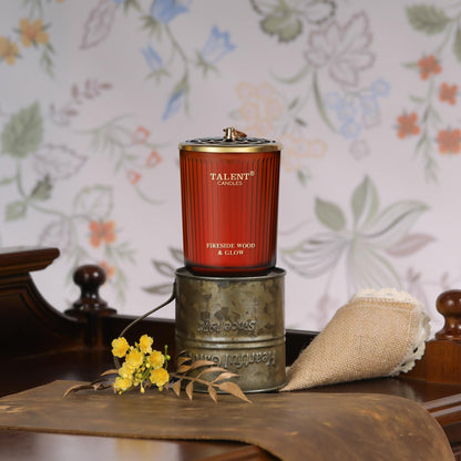 Jar Candles for Home Scented – Natural Soy 8.4oz Jar Candle | Traditional Fireside Wood & Glow