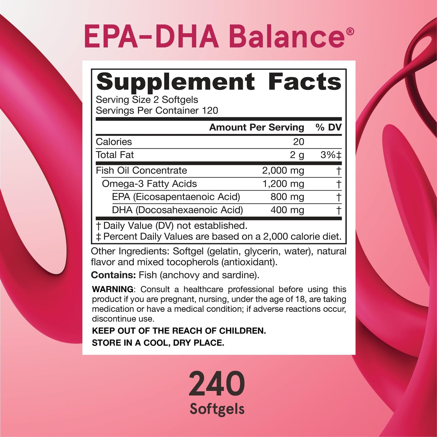 Jarrow Formulas EPA-DHA Balance, 1,200 mg Omega-3s, 240 Softgels | 120 Day Supply