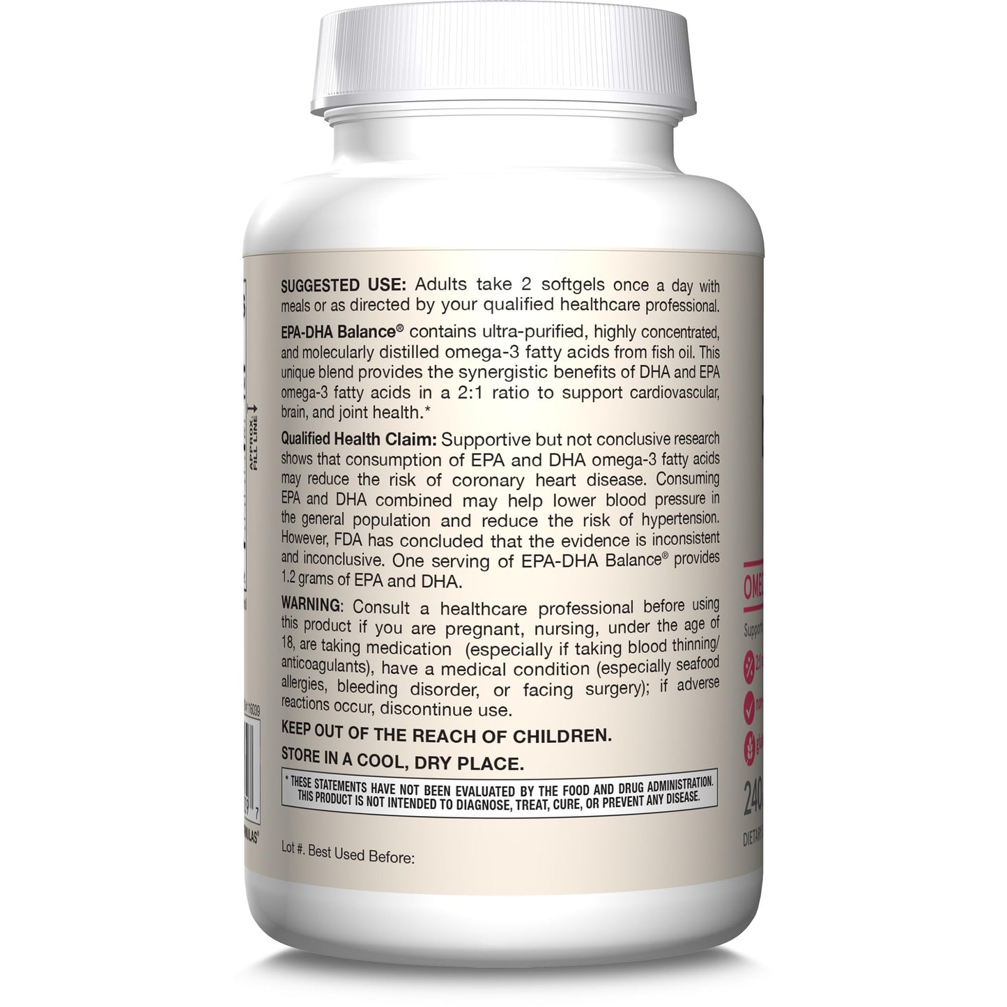 Jarrow Formulas EPA-DHA Balance, 1,200 mg Omega-3s, 240 Softgels | 120 Day Supply