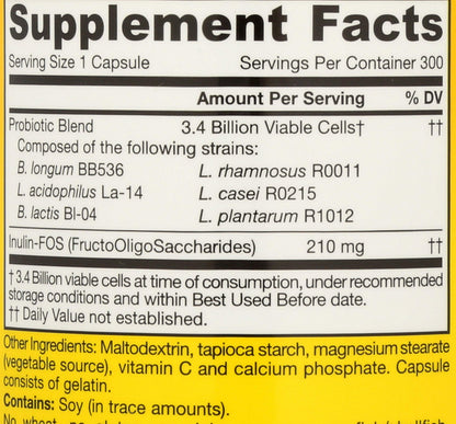 JARROW FORMULAS Jarro-Dophilus + FOS, 300 CT – Probiotic Supplement