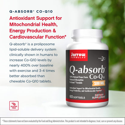 Jarrow Formulas Q-Absorb Co-Q10 100 mg | 60 Softgels, Pack of 2