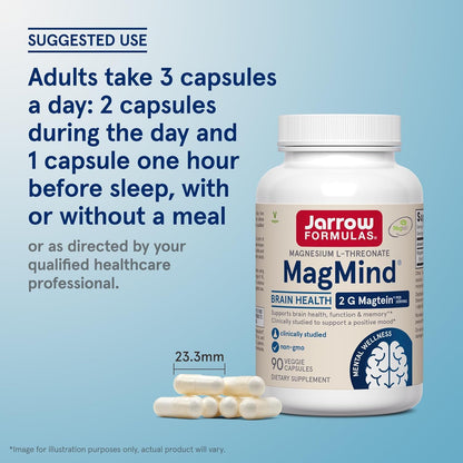 Jarrow Formulas MagMind with Magtein – 90 Capsules | Brain Health & Memory Support (30 Servings)