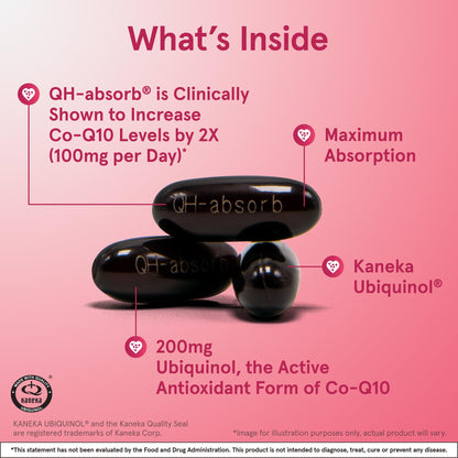 Jarrow Formulas QH-Absorb 200 mg – Active Co-Q10 (Ubiquinol) for Mitochondrial Energy & Cardiovascular Support | 90 Softgels
