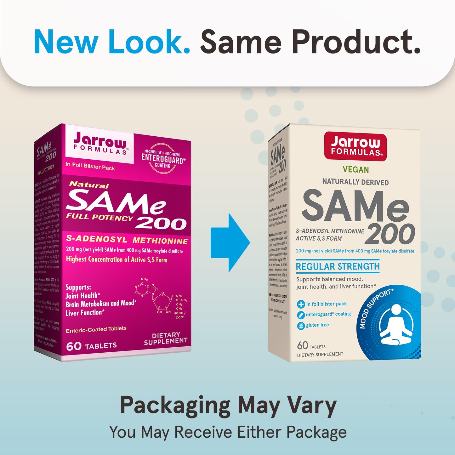 Jarrow SAMe 200 mg – 60 Tablets | Highest Active S,S Form, Joint Health, Mood & Liver Support
