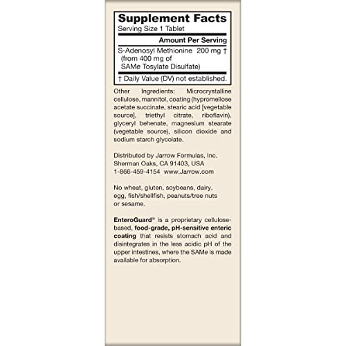 Jarrow SAMe 200 mg – 60 Tablets | Highest Active S,S Form, Joint Health, Mood & Liver Support