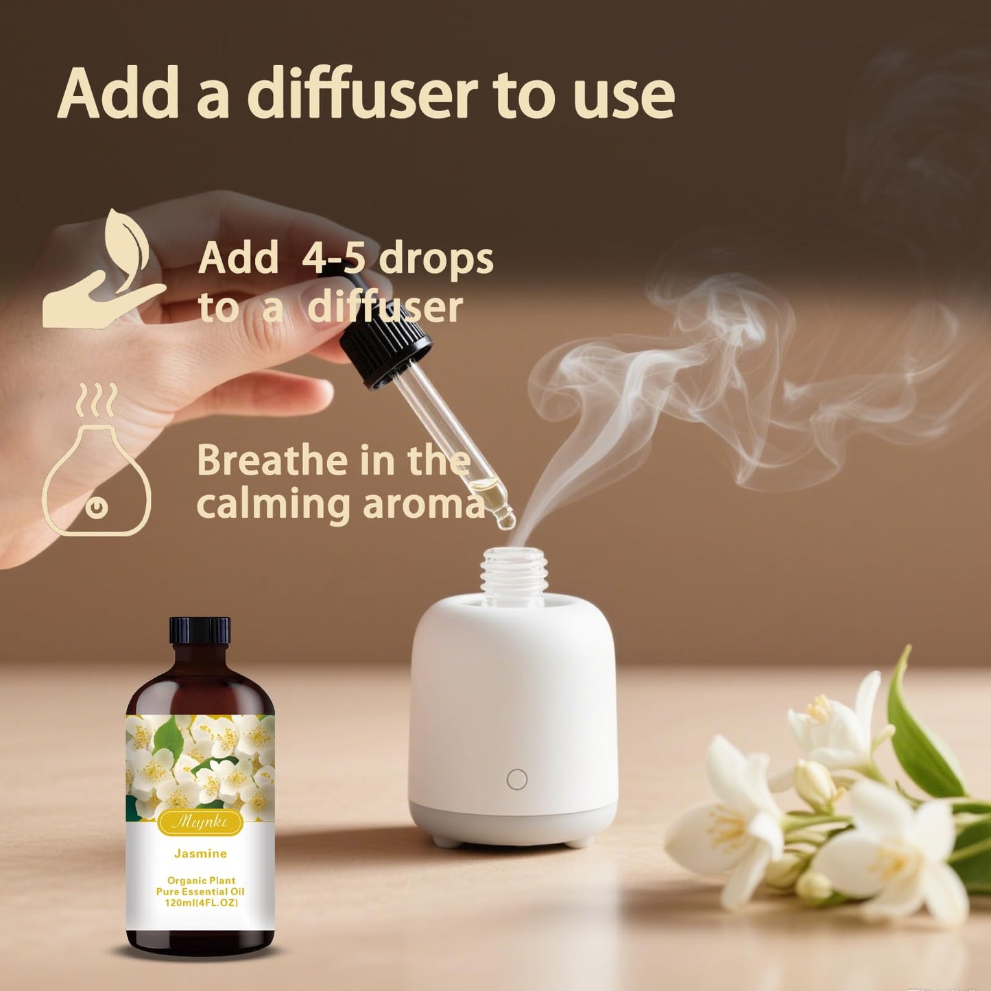 Jasmine Essential Oil 4.33oz (130ml) – Pure Jasmine Fragrance for Diffusers, Candles, Soap Making & Aromatherapy