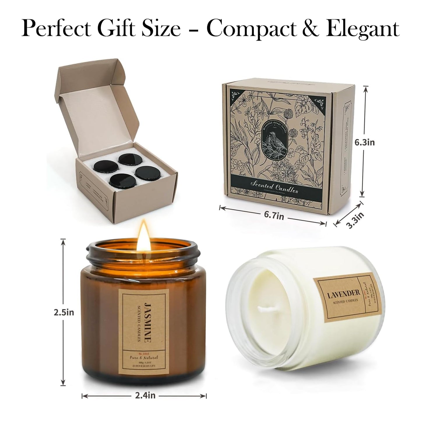 Christmas Candle Gift Set – 4-Pack Scented Soy Candles (Lavender, Jasmine, Sandalwood & Sage)