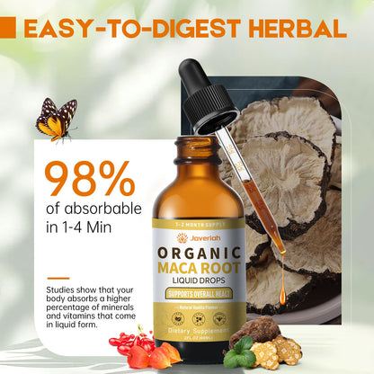 Javeriah Organic Maca Root Drops with Ashwagandha – 2oz Tincture for Women & Men