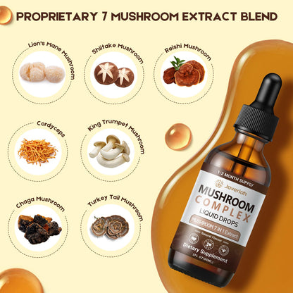 Javeriah 7-in-1 Mushroom Complex Drops – Lion's Mane & 7 Mushrooms, 2 fl oz