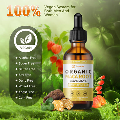 Javeriah Organic Maca Root Drops with Ashwagandha – 2oz Tincture for Women & Men