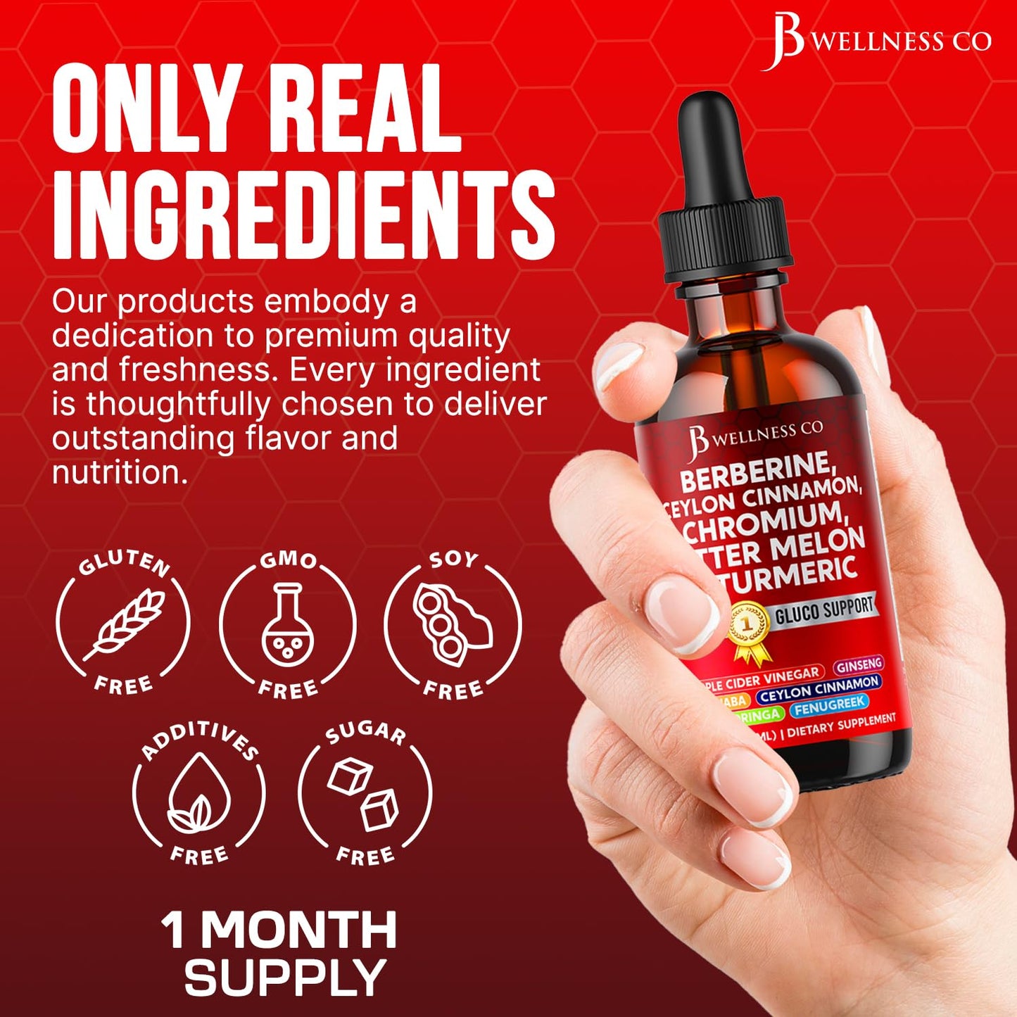 JB Wellness Co Berberine with Ceylon Cinnamon Liquid Drops – 6 oz Liposomal Formula